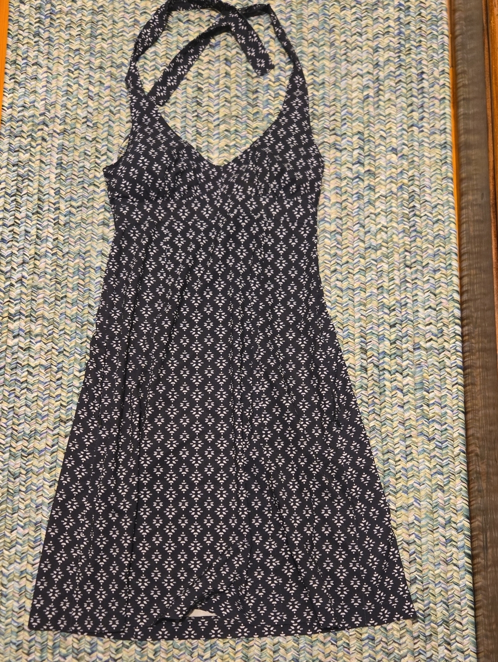 Athleta Halter Midi Dress with White Geometric Print